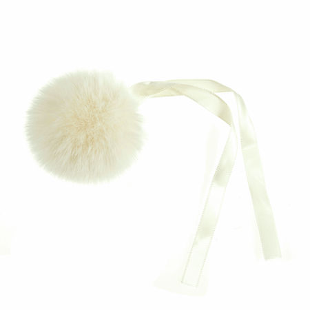 Pompon imitation fourrure 6 cm - Crème