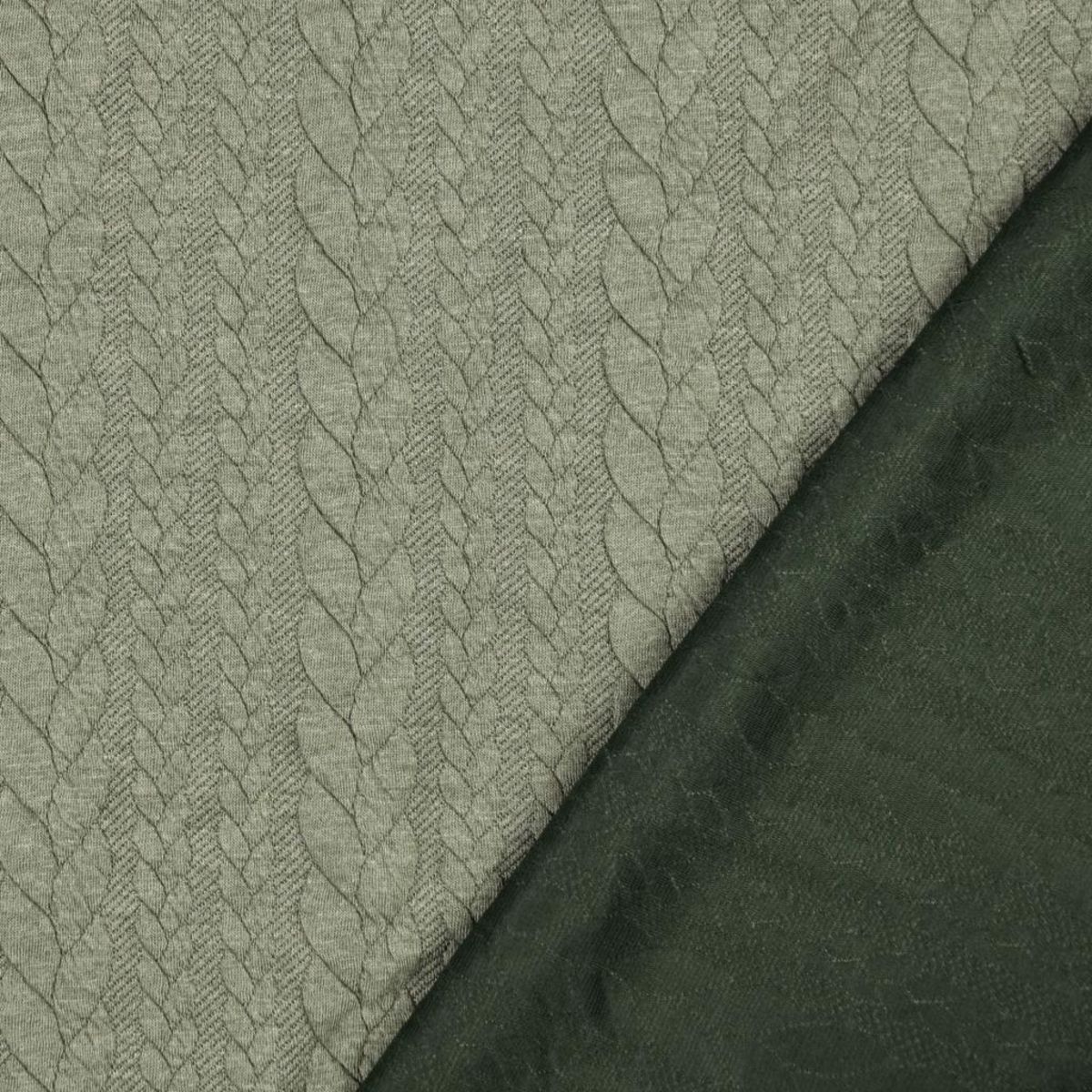 Tissu sweat torsade - Vert de gris