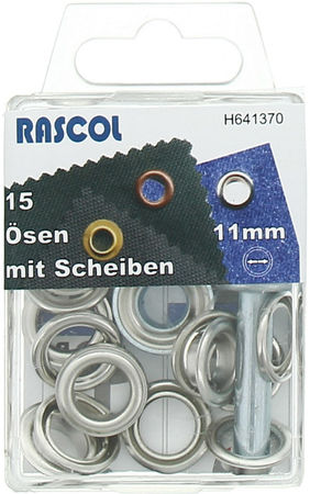 Boite de 15 oeillets 11 mm avec outil de pose Rascol - Argent