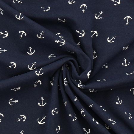 Tissu jersey ancre marine - Bleu