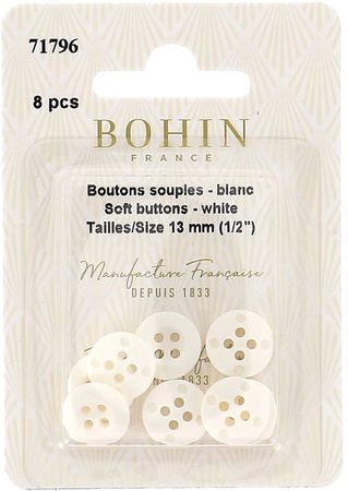 Boutons blancs souples à coudre pour pyjamas et homewear Bohin