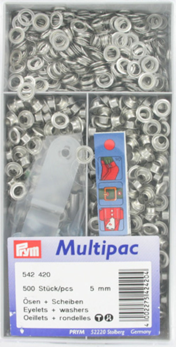 Multipac de 500 oeillets avec rondelles 5 mm - Argent