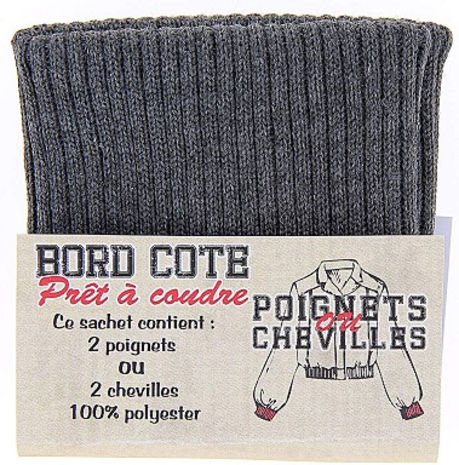 Sachet de 2 poignets bord côte - Gris